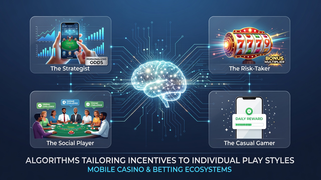 Mobile device displaying personalized casino bonuses generated by algorithmic analysis of player behavior