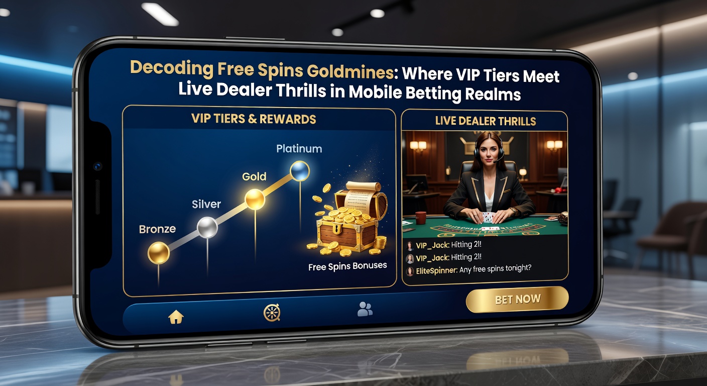 Close-up of a luxury VIP lounge on a mobile app, featuring a live dealer at a high-stakes baccarat table with overlaid free spins counter ticking up rewards