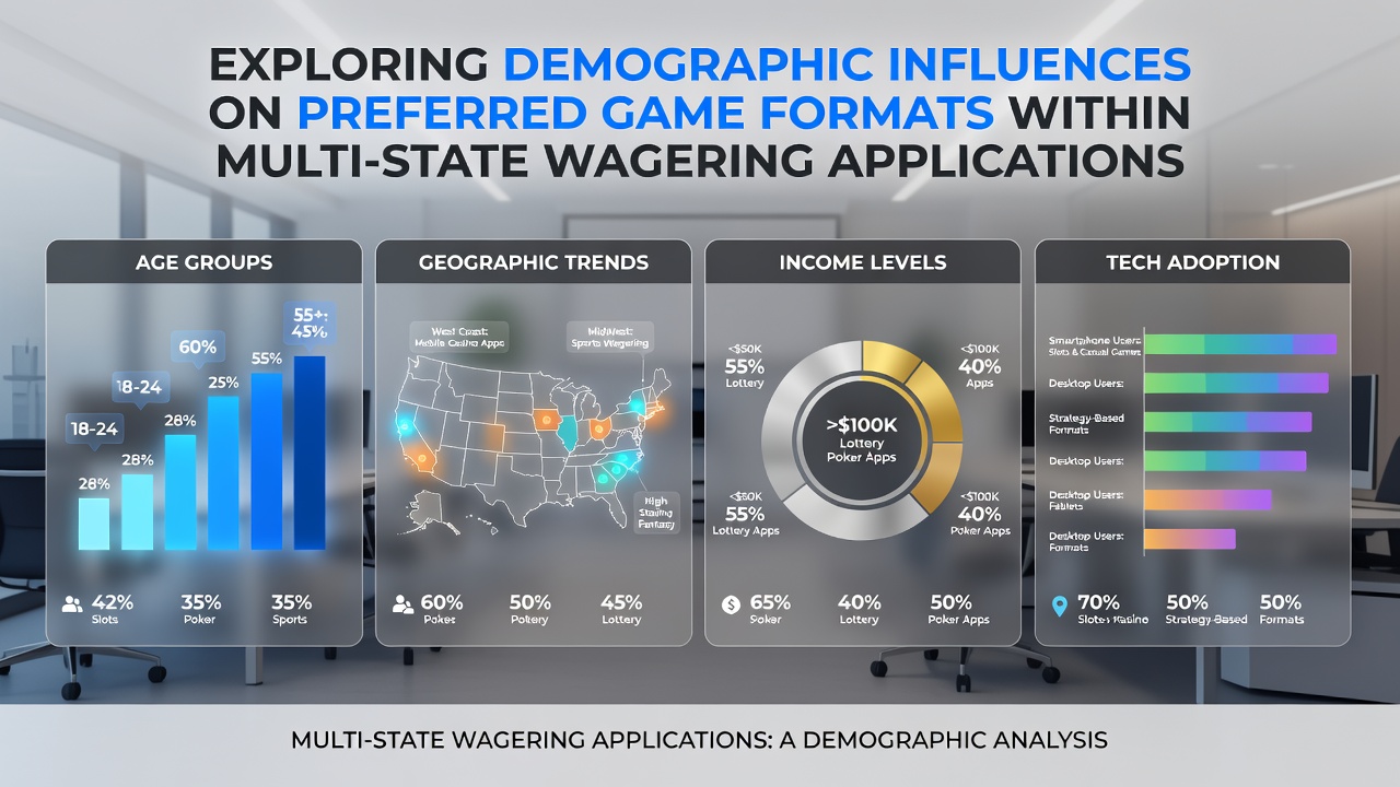 Demographic analysis of game format preferences in multi-state betting apps showing age and gender distributions