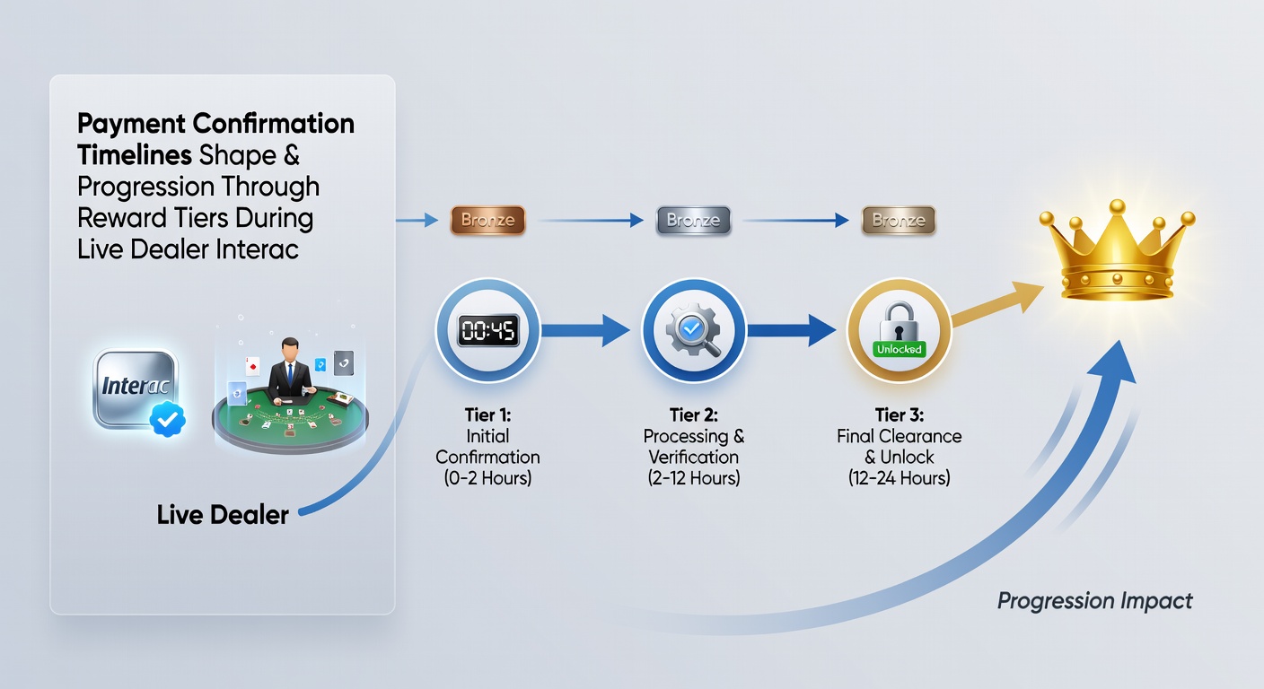 Infographic showing payment confirmation speed versus reward tier progression rates on mobile live dealer platforms