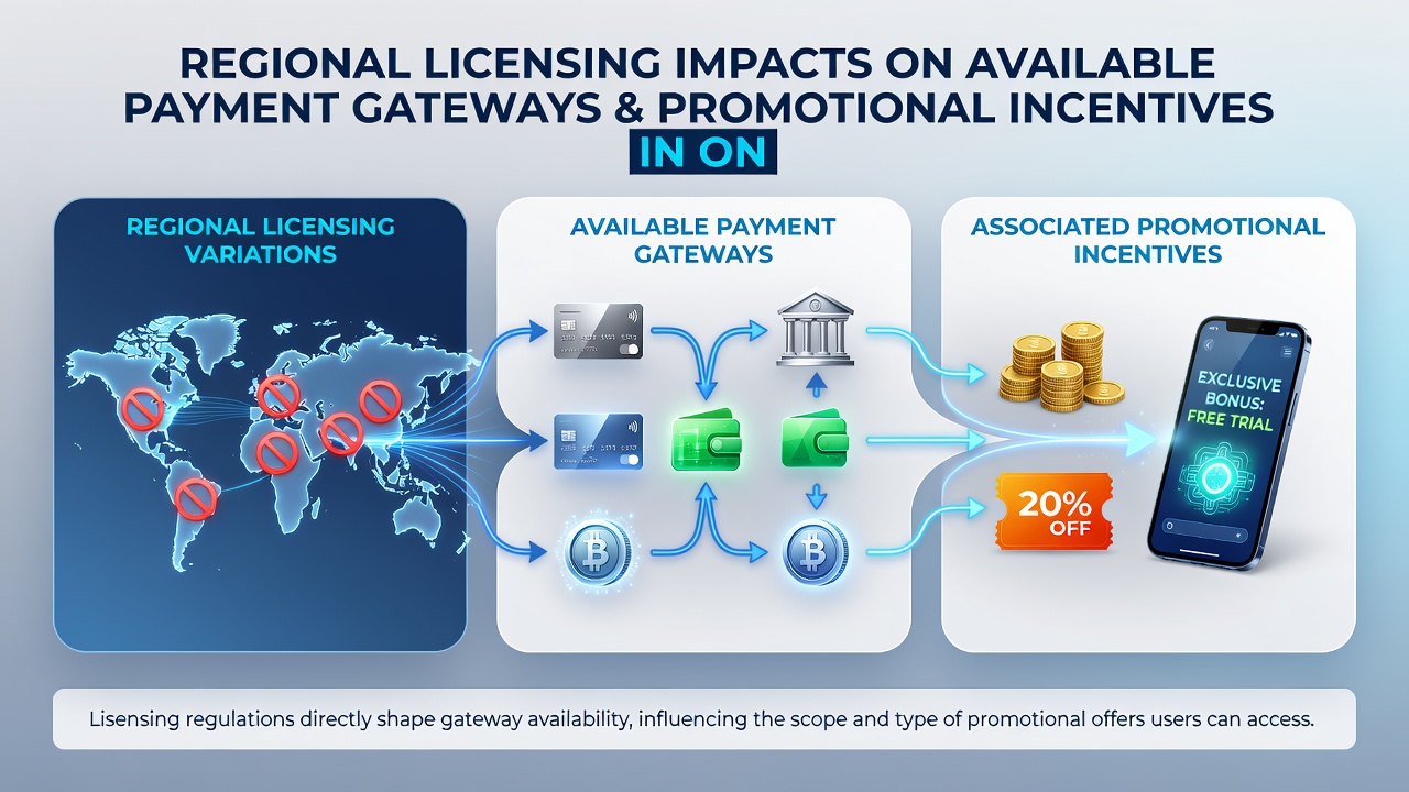 Promotional incentives and payment gateway options displayed on licensed online gaming interfaces